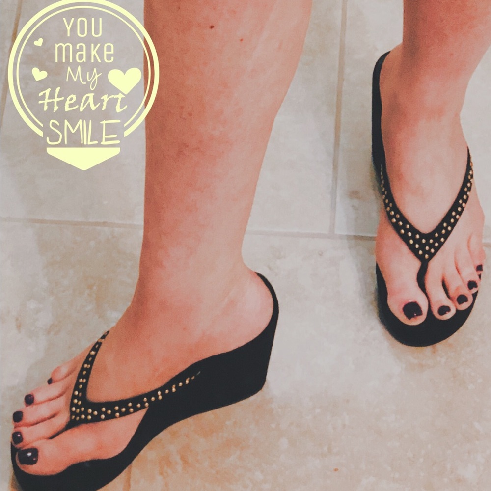 Black wedge sandals